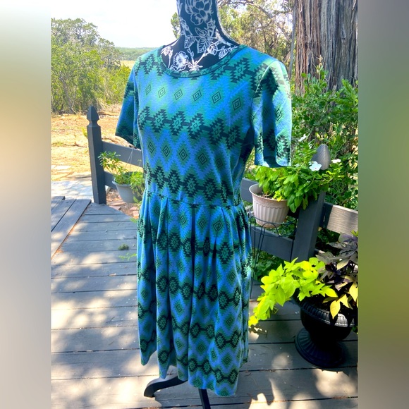 Lularoe Amelia Dress Size XL Aztec Tribal Pattern - Picture 7 of 8
